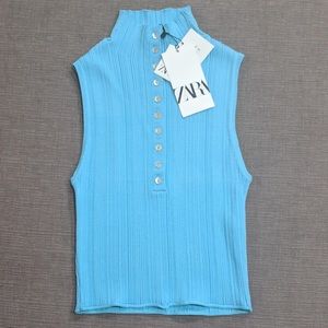 zara high neck button up tank top 🦋